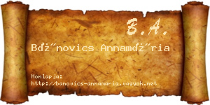 Bánovics Annamária névjegykártya